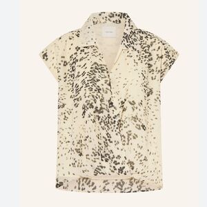 NWT Calvin Klein Sleeveless Blouse Cream Black Print Size L